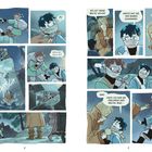 Zwei Jungen, einer rutscht mit Beute aus, Wasserspritzer. "Wo ist deine Beute?" "Sanyo hat sie." Drama, Verwirrung, Spannung.