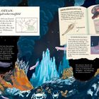Indischer Ozean: Das Kairei-Hydrothermalfeld. Illustration von Unterwasserlandschaft mit Tieren und hydrothermalen Quellen.