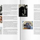 Seite enthält dichten Text über Kunst, Künstler und Ausstellungserfahrungen. Mehrere Fotos mit Personen in verschiedenen Kontexten.