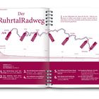 Titel: Der RuhrtalRadweg. Zitat über Reisen. Karte von Duisburg nach Winterberg. Streckenprofil und Etappenbeschreibungen.