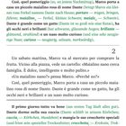 Ein Text auf Italienisch über Marco und ein kleines rosa Minischwein namens Dante. Es gibt deutsche Übersetzungen in Klammern.