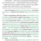 Italienischer Text mit deutscher Übersetzung über einen Besuch bei einer Frau namens Laura und ihrer Katze Regina.
