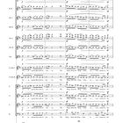 Notenzeilen mit Text: "In response the earth rejoices: The Kingdom, the Kingdom as was meant to be!" Orchesterpartitur mit Gesang.