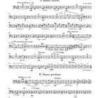 Notenblatt für Kontrabass mit Titeln: "Danse sacrée" und "Danse profane". Enthält Anweisungen wie "Très modéré".