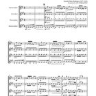 "La Cumparsita", Tango, Sopransaxophon, Altsaxophon, Tenorsaxophon, Baritonsaxophon. Musiknotenblätter mit mehreren Linien.