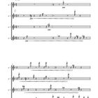 "Points, Lines" für Gitarrenquartett und Elektronik von Ludger Brümmer, 2023. Notenblätter mit musikalischer Notation.