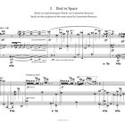 Notenblatt für Klavier, betitelt "I. Bird in Space". Widmung an Constantin Brancusi. Tempo: Moderato.