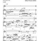 Musiknoten betitelt "Drei Lieder für Sopran und Klavier (1982)". Erster Satz: "Ich", komponiert von Alfred Thomas Müller.