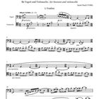 "5 Miniaturen / Miniatures", "für Fagott und Violoncello / for bassoon and violoncello", "I. Fanfare", Notenblätter sichtbar.