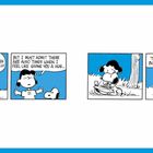 Eine Illustration mit vier blauen Feldern zeigt Silhouetten von zwei Figuren und Sprechblasen.