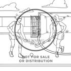 "NOT FOR SALE OR DISTRIBUTION." Zwei Frauen spielen Hockey, Illustration mit Wolken im Hintergrund.