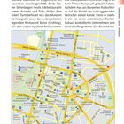 Texte über eine Uhr, Gulnara Karimova, Restaurants Kuranty und Toku; Karte von Taschkent, Neustadt, mit Sehenswürdigkeiten und Straßen.