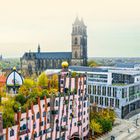 Eine detaillierte Karte von Magdeburgs Zentrum mit Straßen, Parks und Sehenswürdigkeiten.