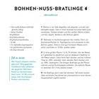 "BOHNEN-NUSS-BRATLINGE", Rezept für Bratlinge. Zutaten: Bohnen, Zwiebel, Möhren, Walnusskerne, Buchweizenflocken, Ei, Paprikapulver, Leinsamen, Olivenöl. Zubereitung in 4 Schritten.
