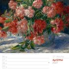 17. Woche April/Mai 2027. Tag der Arbeit / Staatsfeiertag (1. Mai). Gemälde: Rote und rosa Pfingstrosen mit grünen Blättern.