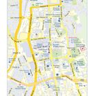 Windhoek - Namibias Hauptstadt, Karte der Innenstadt. Markiert sind Straßen, Parks und wichtige Gebäude wie Museen und Hotels.