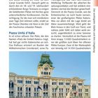 Texte: "Orientierung", "Piazza Unità d'Italia". Beschreibung des Platzes und Bild des Rathauses mit Brunnen.