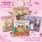 "More Cozy Moments with Hikaru Kotz!" und "14+" im Bild. Es sind vier bunte Cozy-Coloring-Bücher abgebildet.