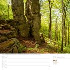 19. Woche, Mai 2027. Felsformation „Adam und Eva“. Kalender mit Waldmotiv.