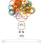 Kalenderwoche 23/2027, Tage 7–13 mit Illustration eines Kindes, dessen Haare aus bunten Gummibändern bestehen.