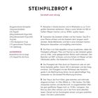 Rezept für Steinpilzbrot: Zutaten und Zubereitungsschritte mit Angaben zu Portionsgröße und Backzeit.
