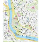 Eine farbige Karte zeigt Tbilisi, Isani-Avlabari mit Straßen, Flüssen und Sehenswürdigkeiten wie der Sameba-Kathedrale.