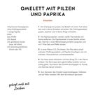 Omelett mit Pilzen und Paprika: Zutatenliste und Schritt-für-Schritt-Anleitung für 2 Personen. Gelingt auch mit Zucchini.