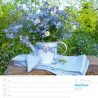 22. Woche, Mai/Juni 2027. Vergissmeinnicht in Gießkanne, umgeben von grünem Laub.