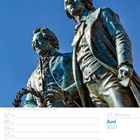 Kalenderseite für Juni 2027, 23. Woche. Foto des Goethe-Schiller-Denkmals in Weimar vor blauem Himmel.