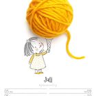 Text: 05 MO, 06 DI, 07 MI, 08 DO, Juli. Illustration eines Mädchens mit einem Wollknäuel als Eistüte.