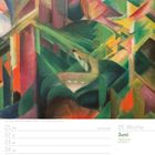 25. Woche Juni 2027, 21. Mo, 22. Di, 23. Mi, 24. Do, 25. Fr, 26. Sa, 27. So. Illustration mit abstrakten Formen und kräftigen Farben.