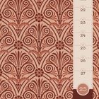 Kalender mit Daten vom 21. bis 27. Juni. Hintergrundmuster: florale, rote Ornamente auf beigem Grund.