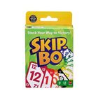 Text: "Stack Your Way to Victory! Skip-Bo." Darunter Karten in verschiedenen Farben mit Zahlen.