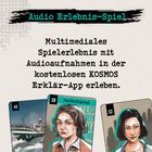 "Audio Erlebnis-Spiel. Multimediales Spielerlebnis mit Audioaufnahmen in der kostenlosen KOSMOS Erklär-App erleben." Darunter sind drei Spielkarten mit Illustrationen.