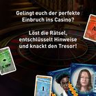 „Gelingt euch der perfekte Einbruch ins Casino? Löst die Rätsel, entschlüsselt Hinweise und knackt den Tresor!“ Karteikarten.