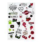 Texte: "MIRACULOUS GIRLS", "I AM", "CAT NOIR". Bunte Illustrationen von schwarzen Katzen, roten Marienkäfern und Ballons.