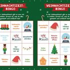 Oben steht "WEIHNACHTSZEIT-BINGO". Darunter Aufgaben wie "Adventskalender öffnen" und "Plätzchen backen".