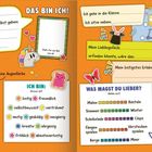 Das Bild enthält Textfelder zur Selbstauskunft über Name, Geburtstag, Lieblingsfach, Vorlieben und Eigenheiten.