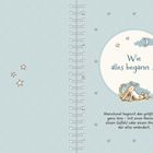 „Wie alles begann …“ Illustration: Hase schaut zum Mond. Stimmung: Traumhaft, mit Sternen und Mond.