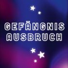 Text: "GEFÄNGNIS AUSBRUCH". Weiße Sterne auf einem blau-lila Hintergrund.