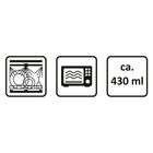 Text: "ca. 430 ml". Symbole: Geschirrspüler, Mikrowelle.