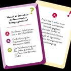 Quizkarten mit Frage nach dem Startschuss der feministischen Bewegung. Antwort: Seneca Falls Convention (1848).