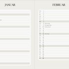 Kalender für Januar und Februar. Ereignisse: Neujahr, Hl. Drei Könige, Rosenmontag, Faschingsdienstag, Aschermittwoch, Valentinstag.