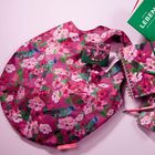 Buch: "Leben". Notizzettel: "Sticky Notes". Blumentaschenmotiv in Pink mit grünen Blättern und blauen Vögeln.