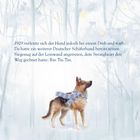 "1929 verletzte sich der Hund jedoch bei einem Dreh und starb. Da hatte ein weiterer Deutscher Schäferhund bereits seinen Siegeszug auf der Leinwand angetreten, dem Strongheart den Weg geebnet hatte: Rin Tin Tin." Illustration eines Schäferhundes mit Schal im Wald.