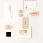 "ICH DENK AN DICH", "YOU ARE WONDERFUL", "ALLES WIRD GUT!", Naturbilder, Briefumschläge, Stempel und Tag mit Schnur.