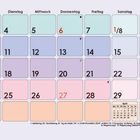 Kalender für Mai. Wochen und Tage farblich unterteilt. Feiertage: 1, 6, 8, 17. Notizen unten links. Kleinere Kalender für April/Juni.