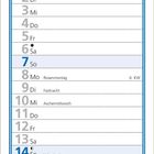 Kalenderblatt mit Februar-Daten. Illustration von Carl Larsson: Frau an Tisch, Raum mit Geschirr und Pflanzen.

