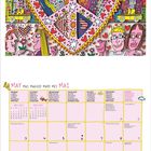 Ein Kalenderblatt für Mai 2021. Oben eine bunte Illustration eines Friedenssymbols in einem Herz, umgeben von Wolken und Blumen.