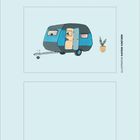 "Für dich zum Nachmalen", "Illustration Katrin Coetzer", "10. Januar, Sonntag". Ein Wohnwagen mit Katze und Pflanze.